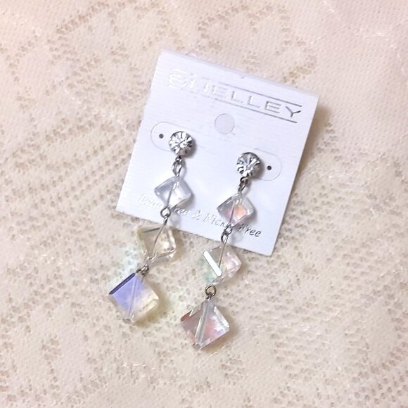 NEW Handcrafted Clear Beads Drop Earrings Women Fashion Jewelry Gifts - Picture 1 of 4